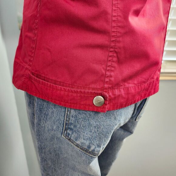 VTG WEEKEND MaxMara Red Jacket Size Medium Moto Double Zip Italian Made Cotton - Picture 7 of 11